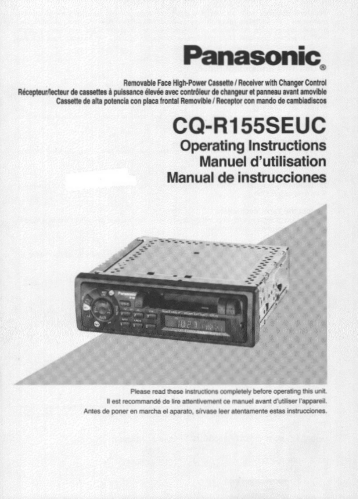 Panasonic cq-r155seuc Operation Manual