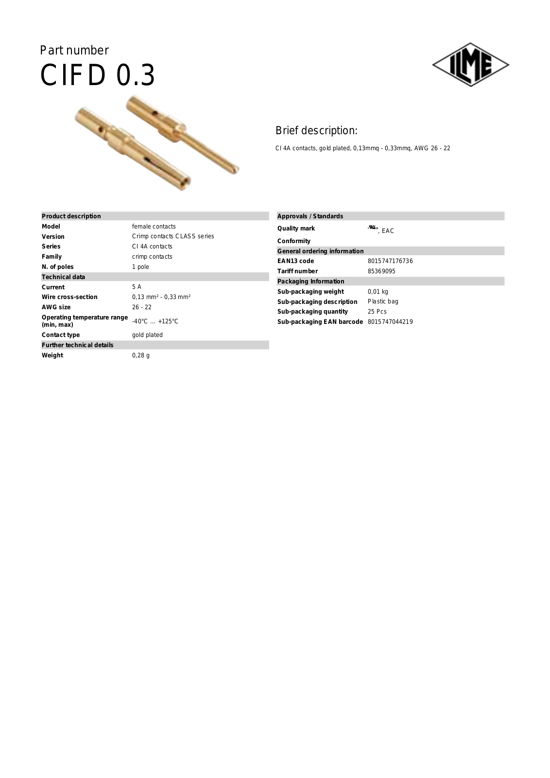 ILME CIFD-0.3 Data Sheet