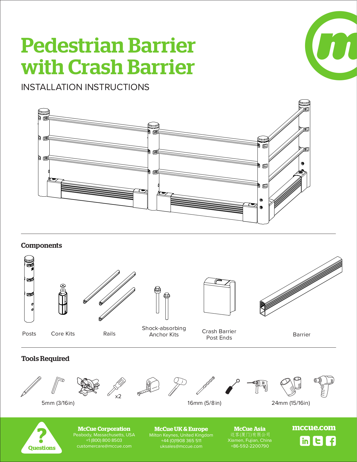 McCue Pedestrian Barrier, Crash Barrier Instructions Manual