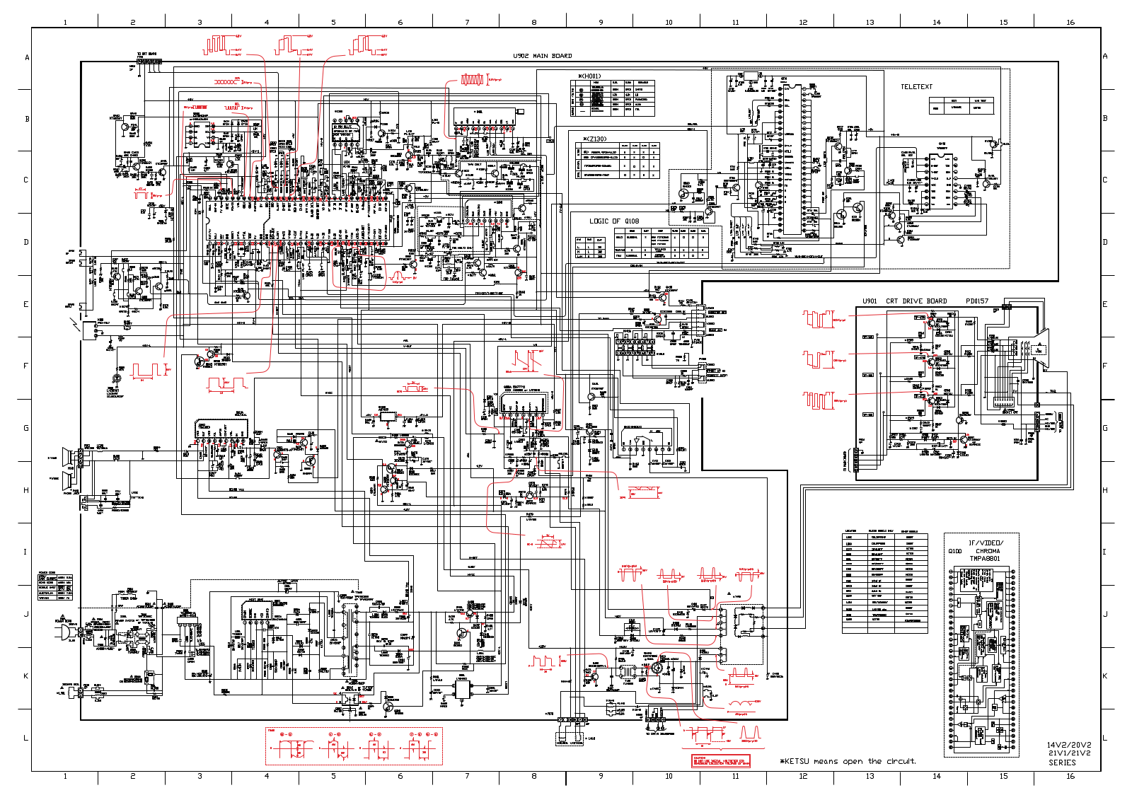 Toshiba 14V2, 20V2, 21V1, 21V2 Schematic