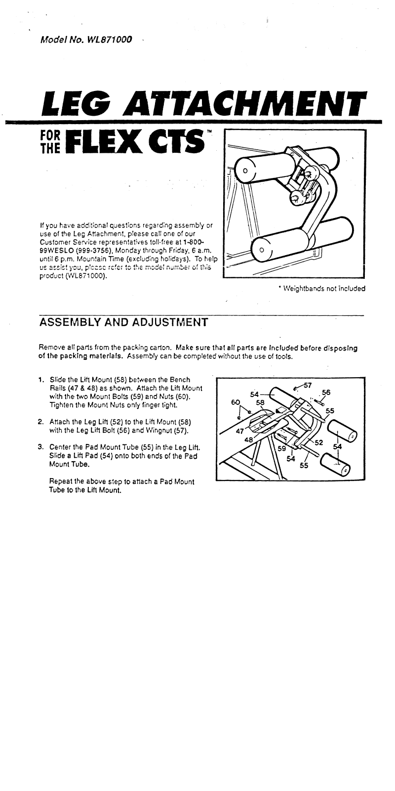 Weslo WL871000 Owner's Manual