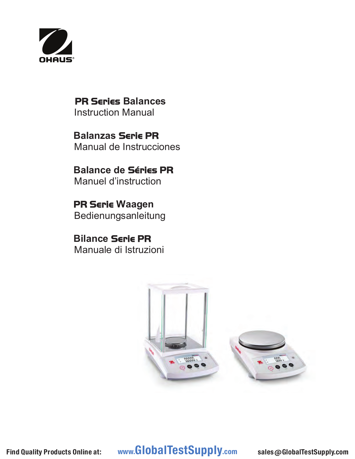 OHAUS PR5201N/E, PR4202/E, PR1602/E, PR223/E, PR2202N/E User manual - ManualMachine.com