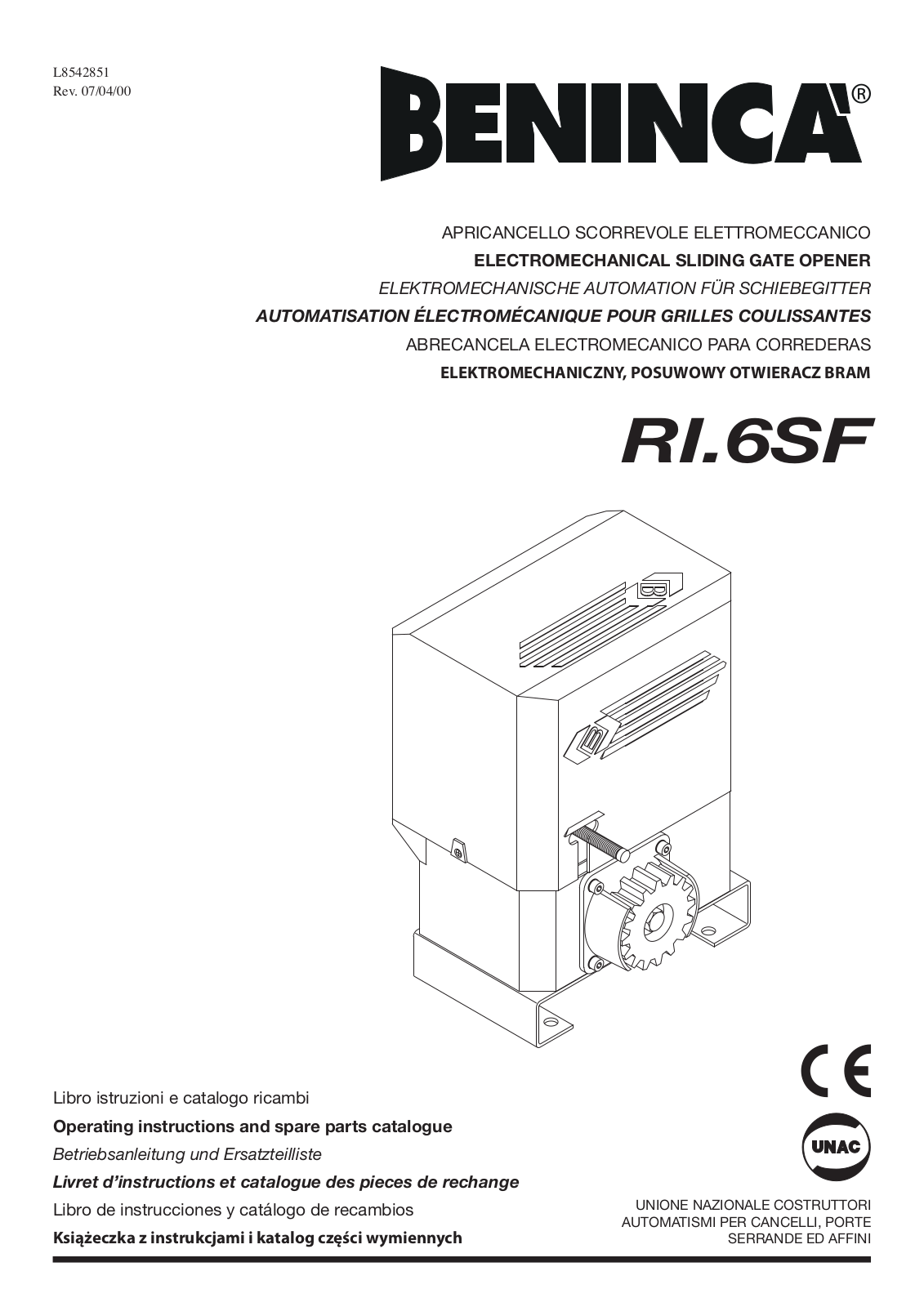 Beninca RI 6SF User Manual