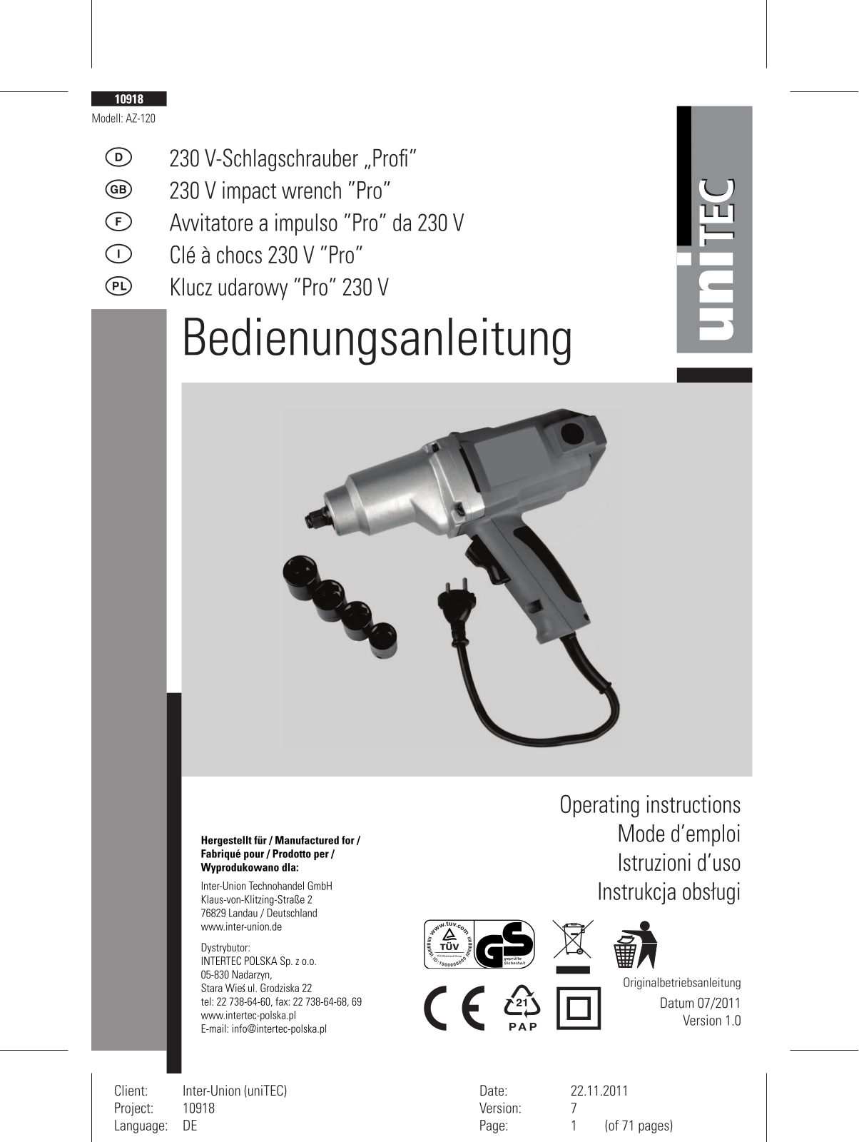 Unitec AZ-120 User guide