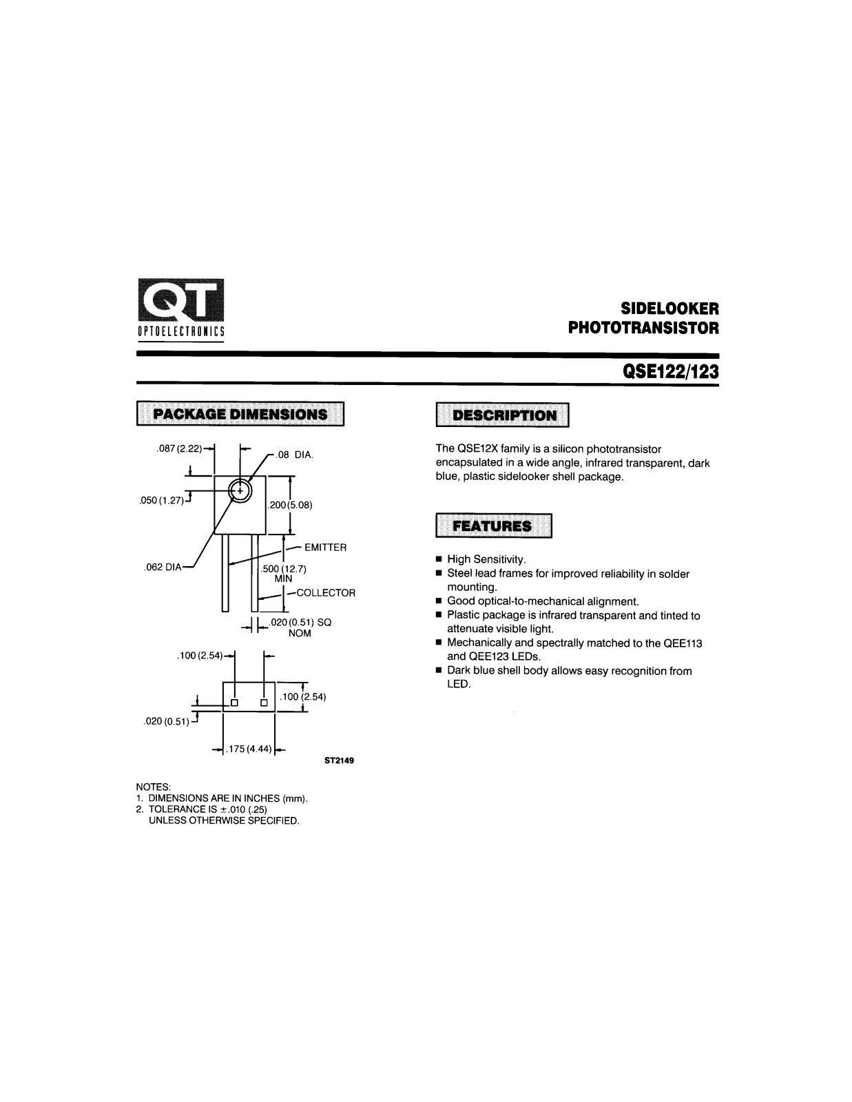 QT QSE122 Datasheet