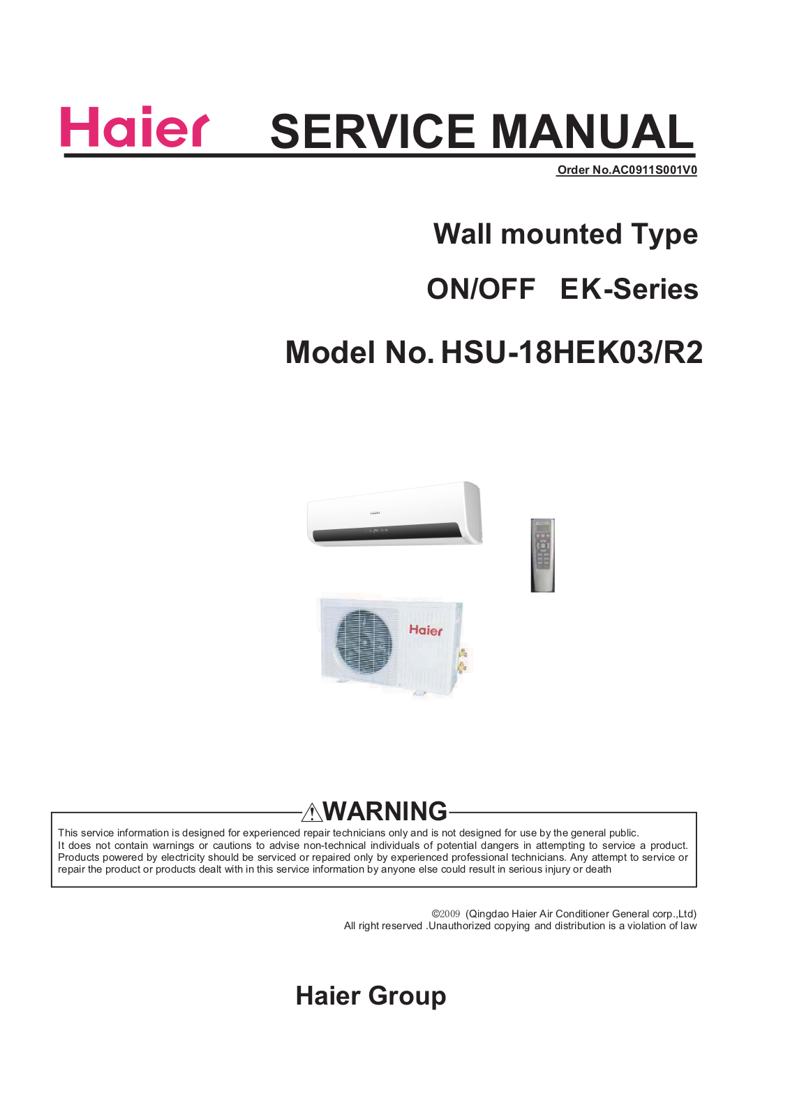 Haier HSU-18HEK03-R2 INSTALLATION