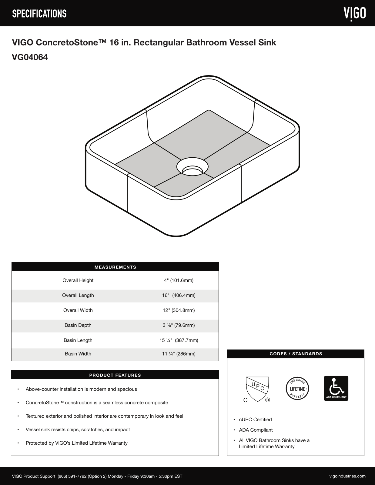 VIGO VGU11237 Specifications - ManualMachine.com
