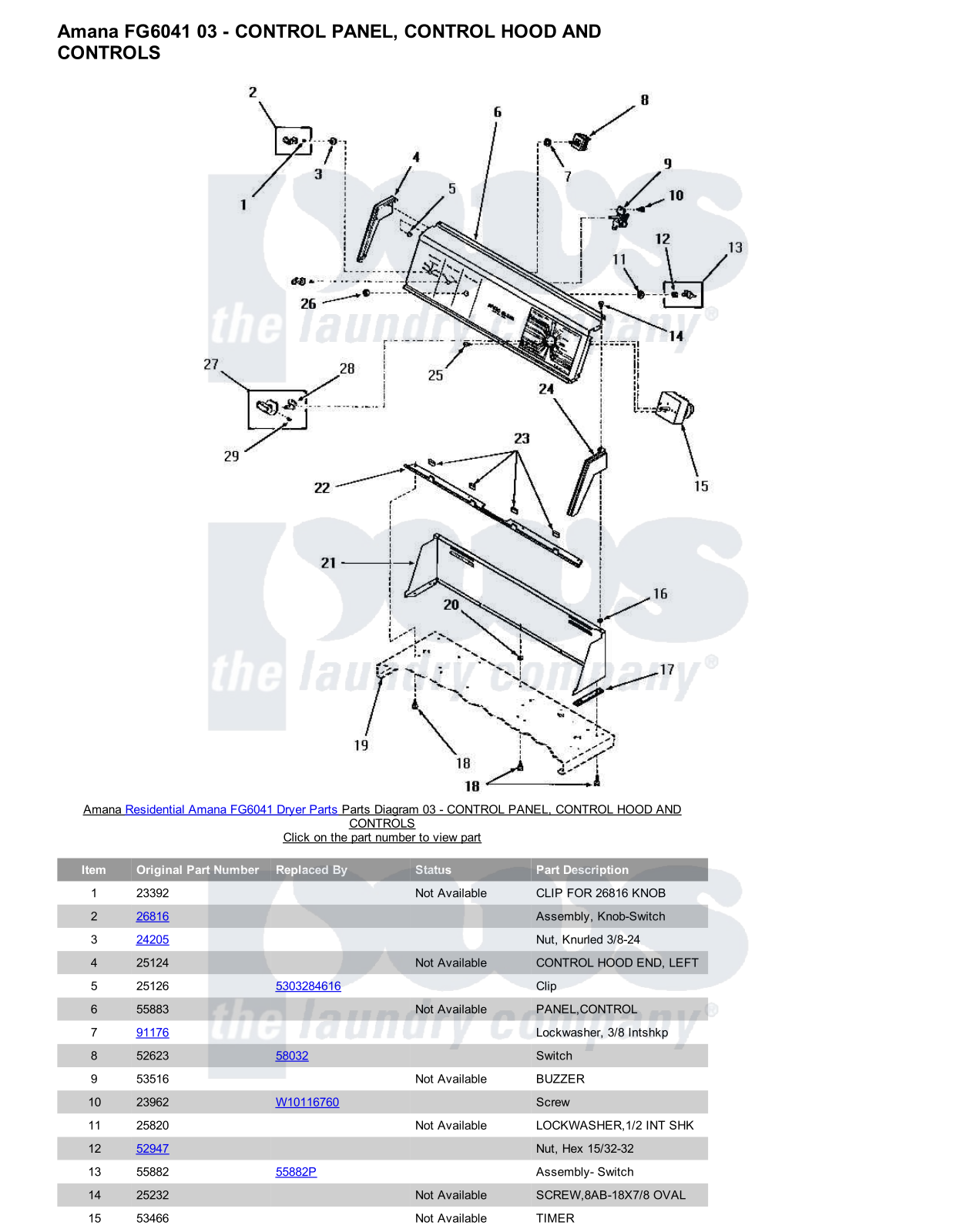 Amana FG6041 Parts Diagram