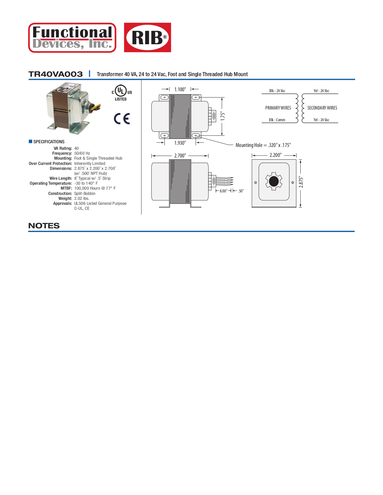 Schneider Electric TR40VA003 Data Sheet