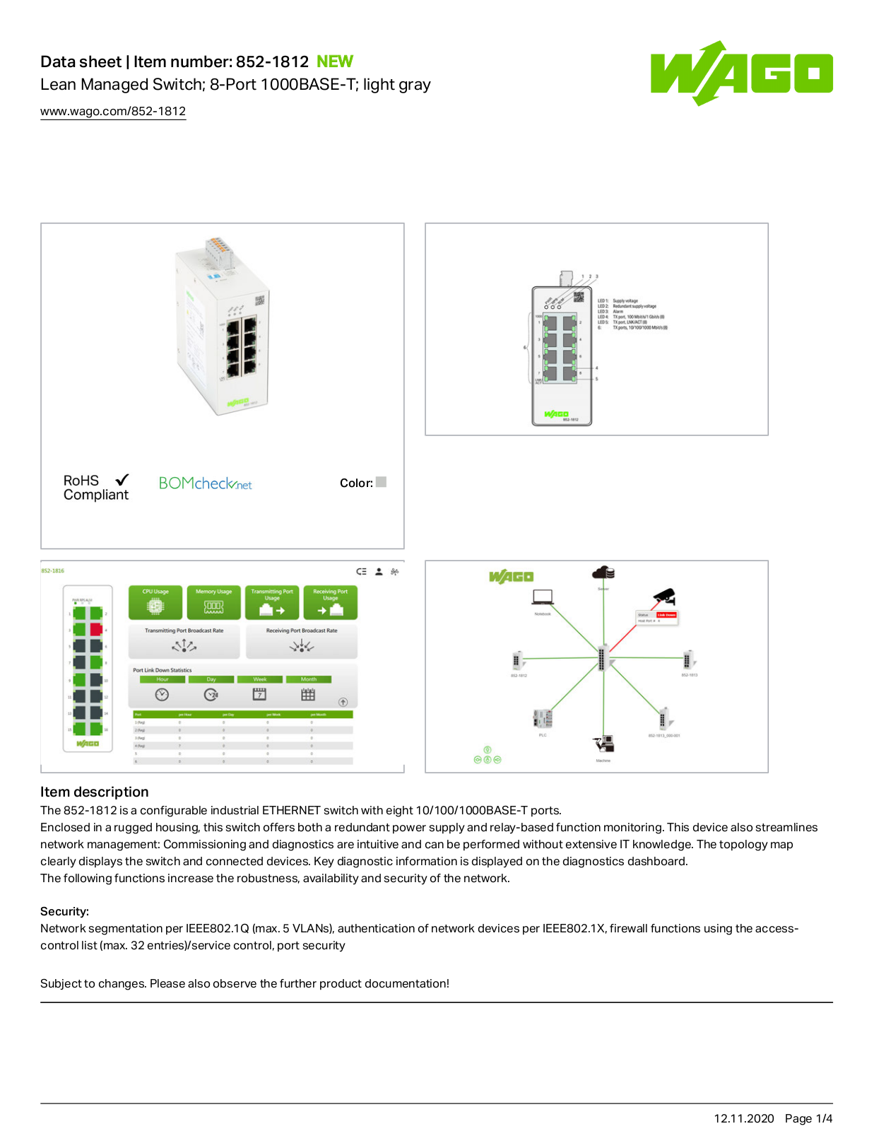 Wago 852-1812 Data Sheet