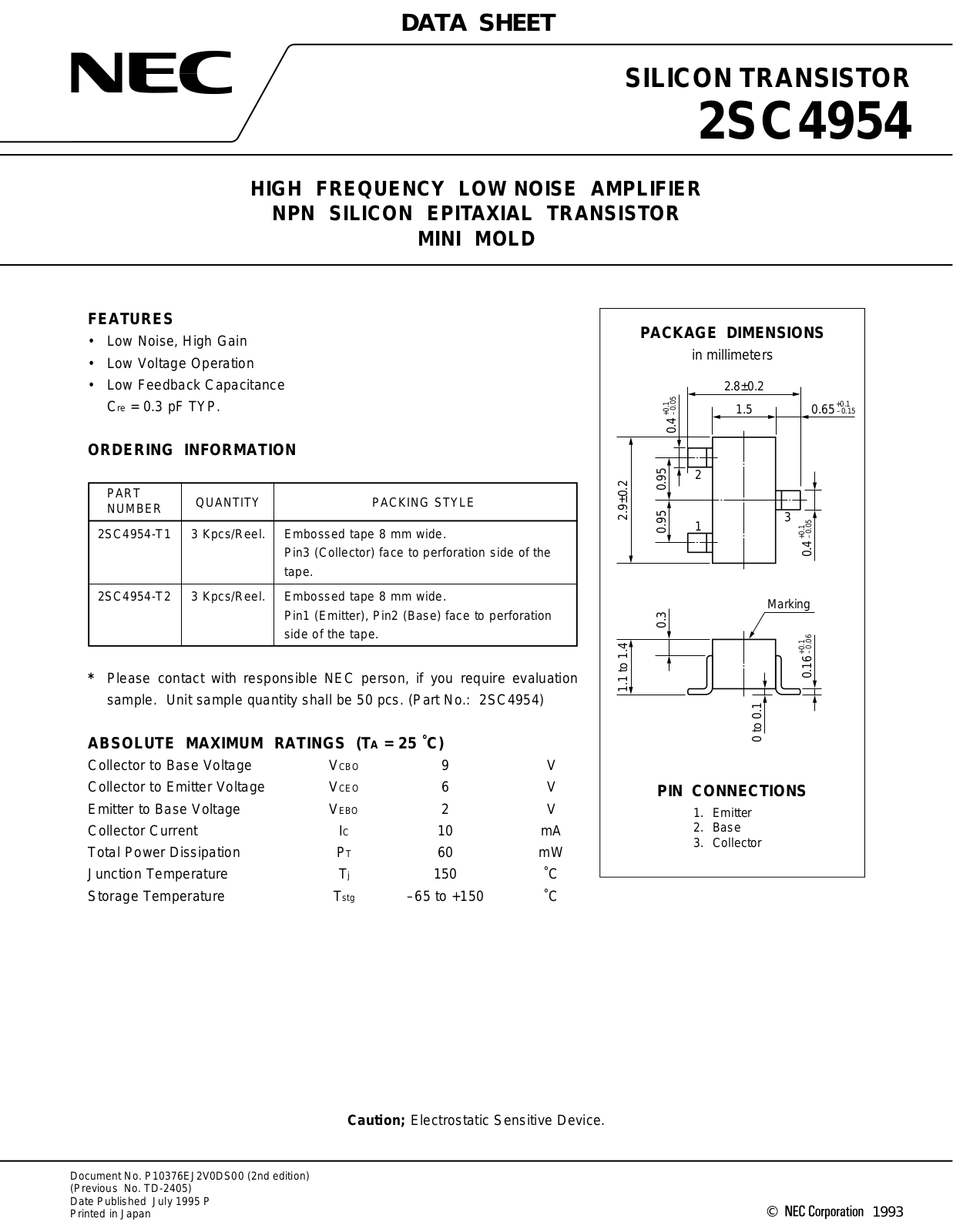 NEC 2SC4954-T2, 2SC4954 Datasheet