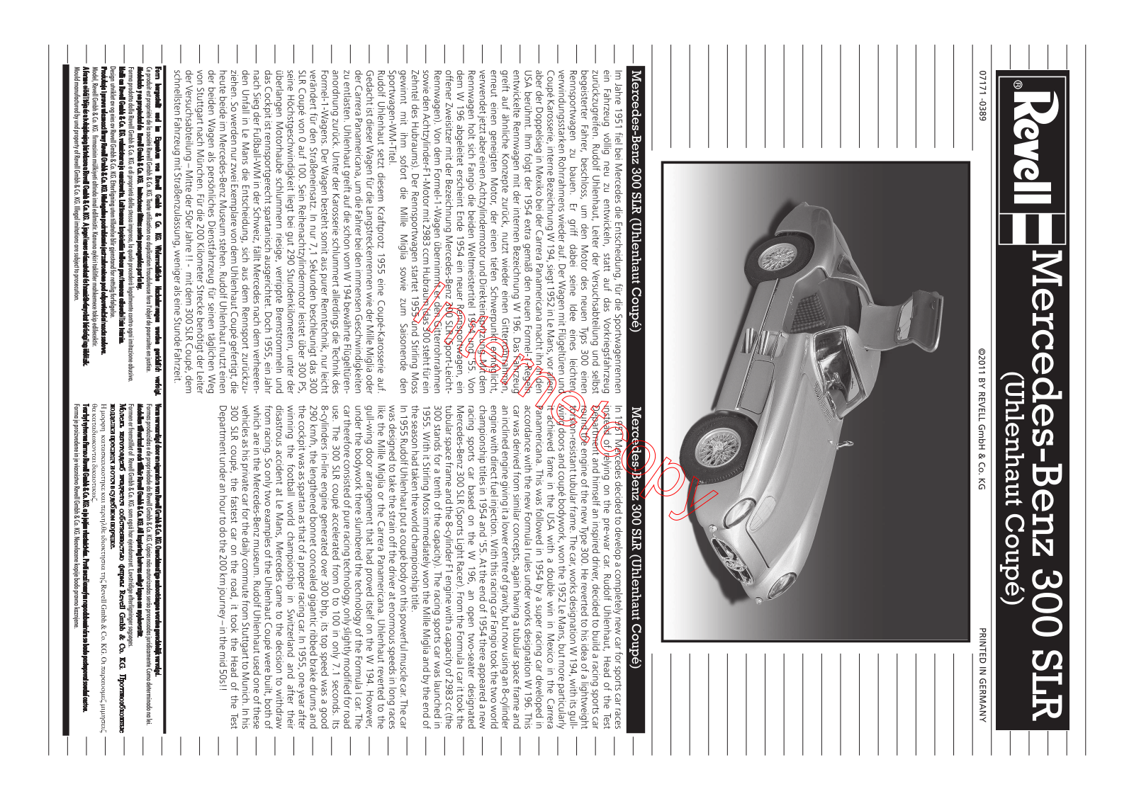 REVELL Mercedes SLR User Manual