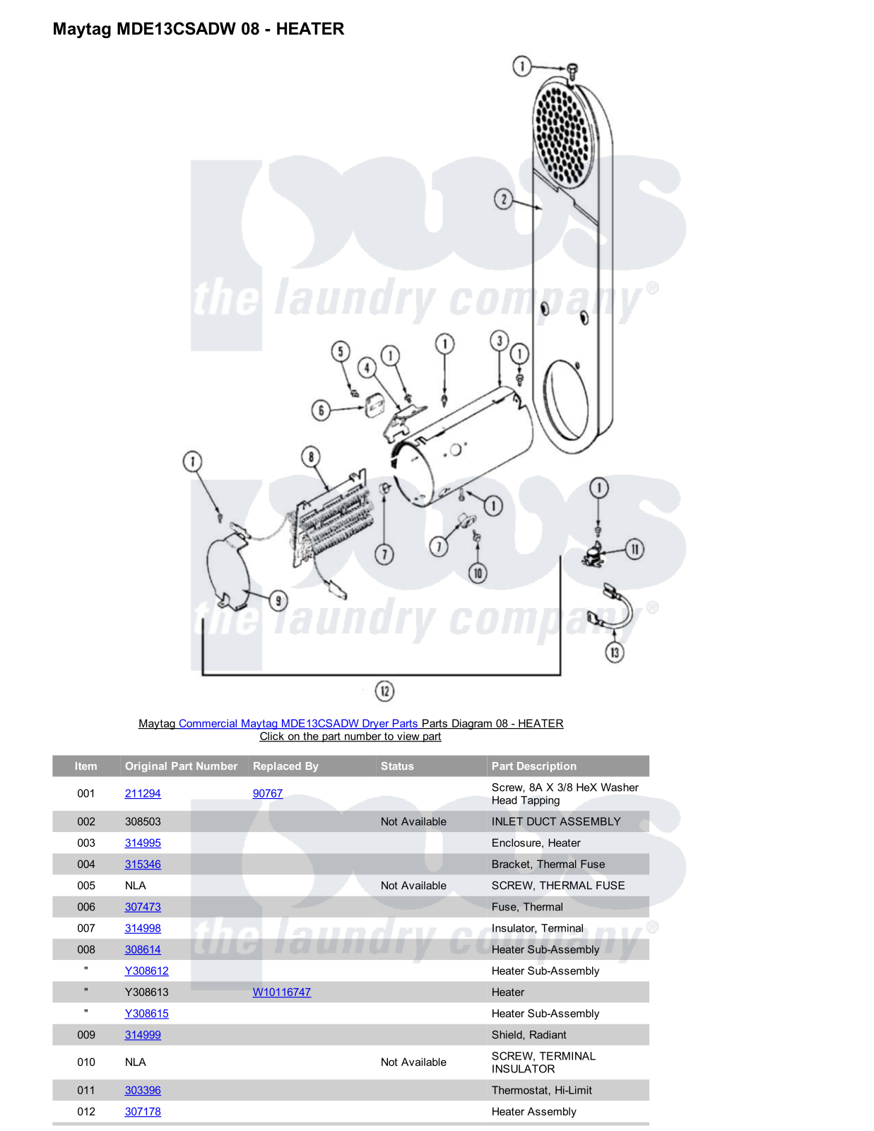 Maytag MDE13CSADW Parts Diagram