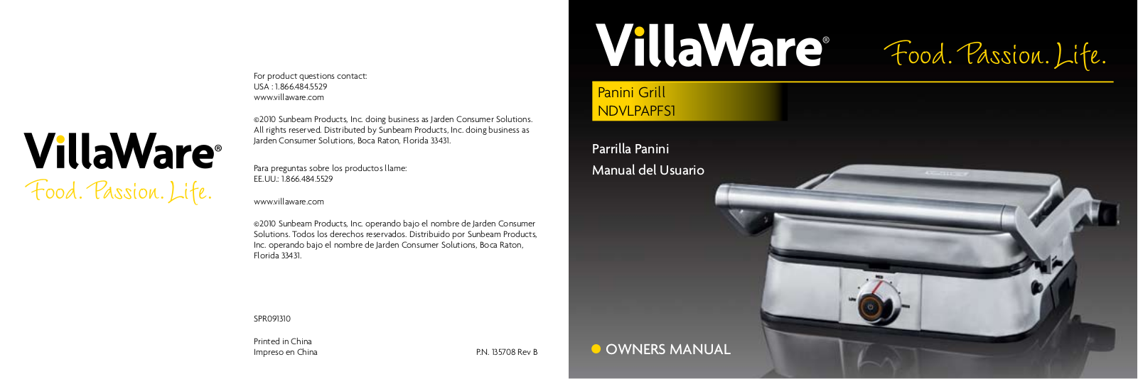 Villaware NDVLPAPFS1 User Manual