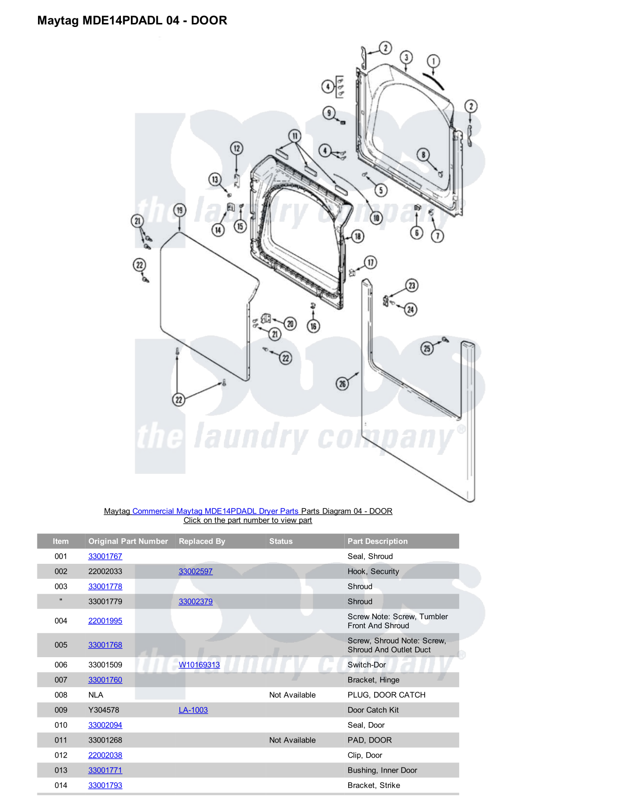 Maytag MDE14PDADL Parts Diagram