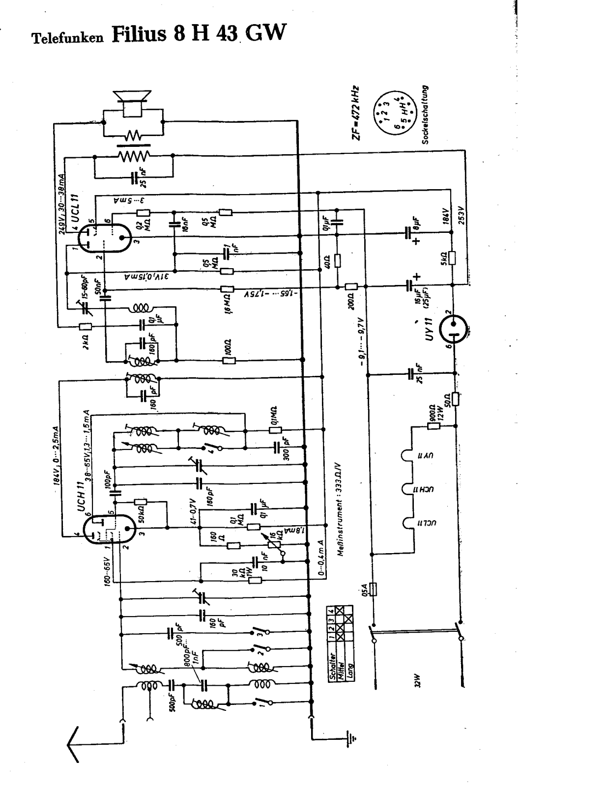 Telefunken Filius 8 H Cirquit Diagram