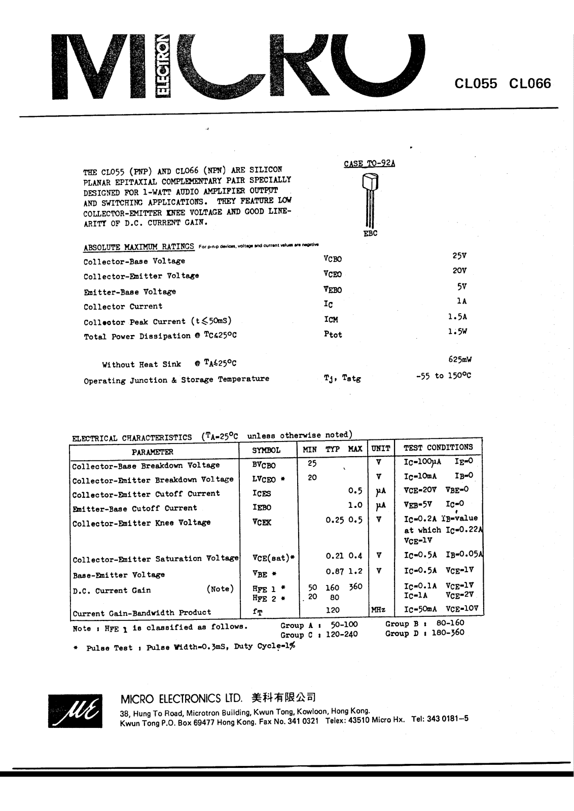 ME CL066, CL055 Datasheet