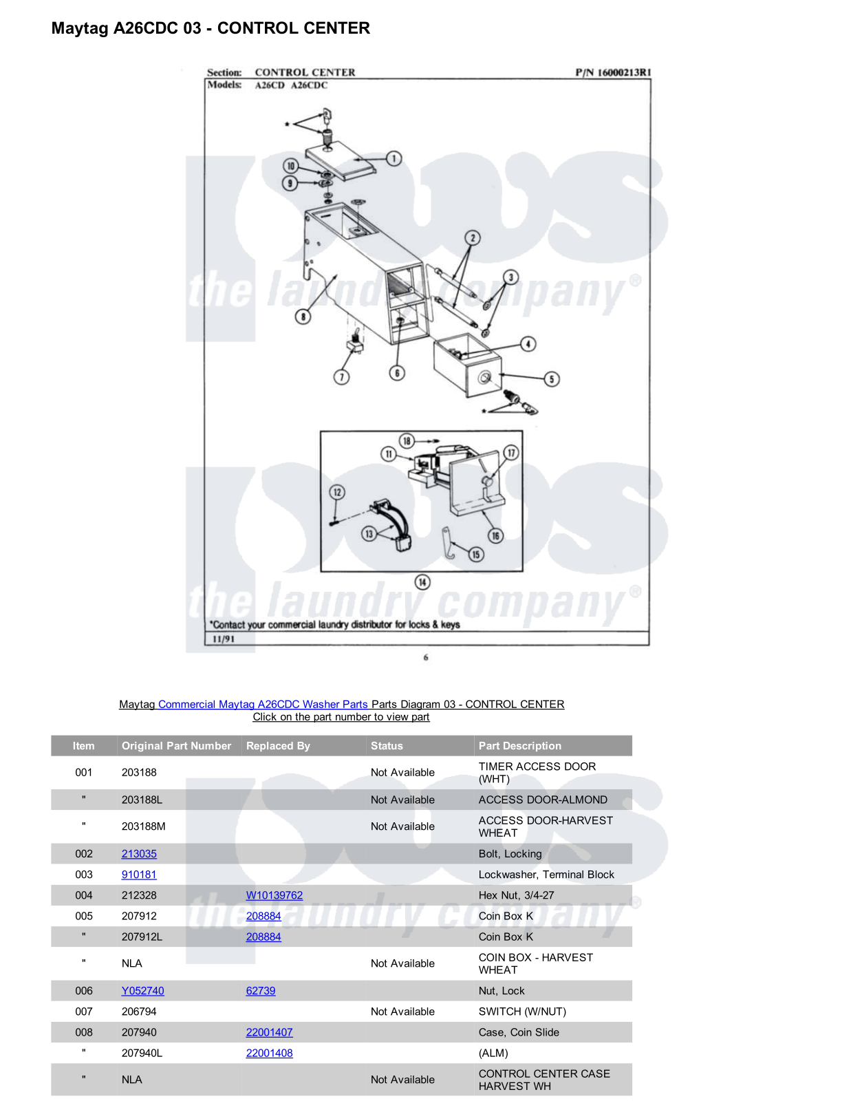 Maytag A26CDC Parts Diagram