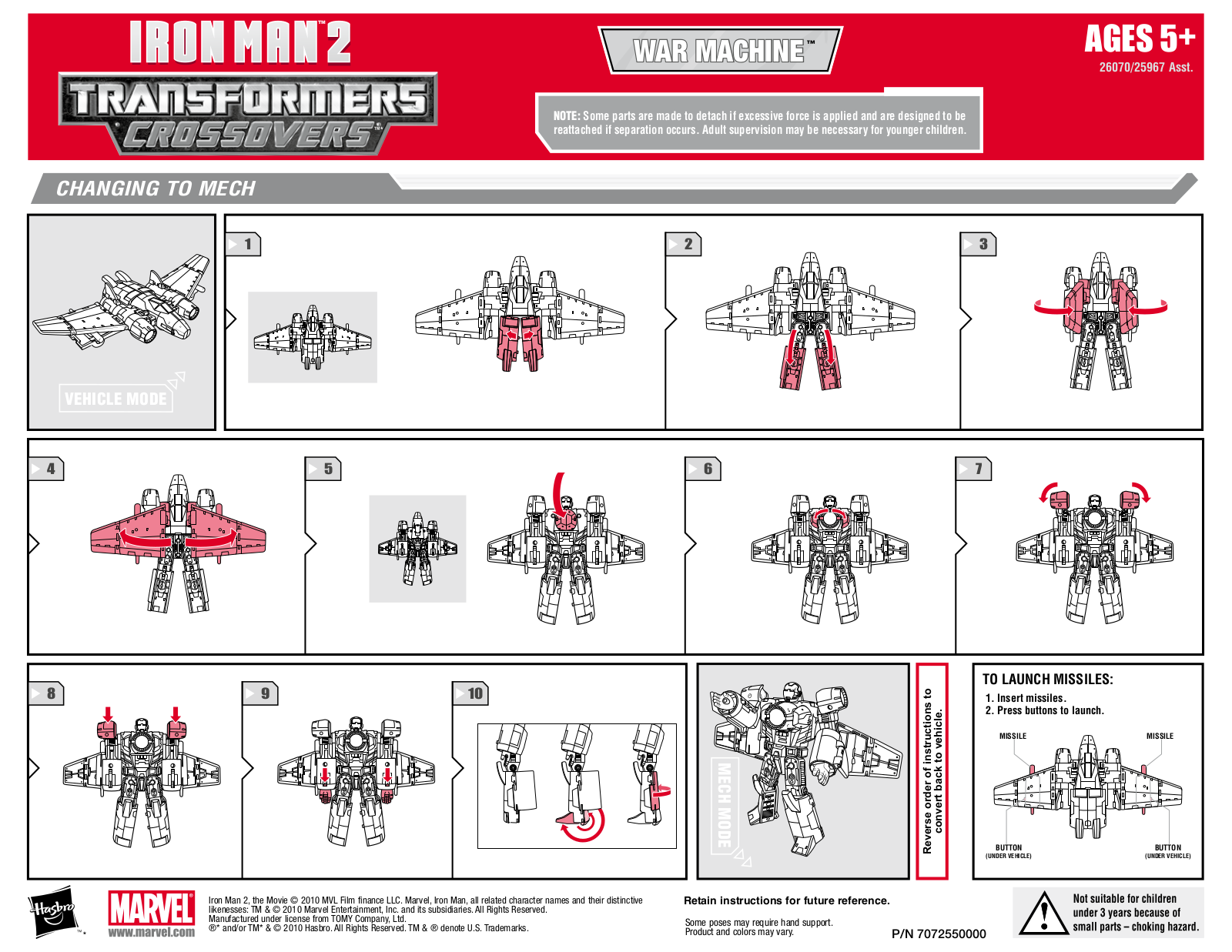 HASBRO Transformers Iron Man 2 War Machine User Manual - ManualMachine.com