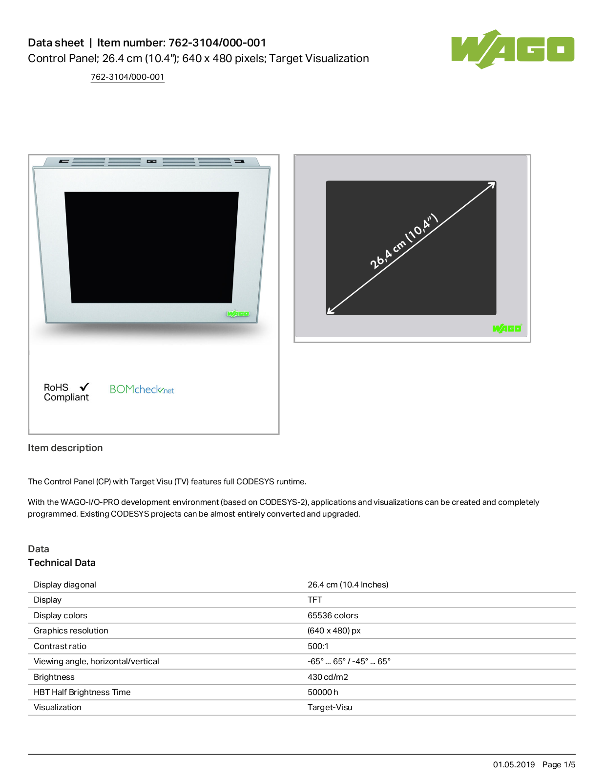 Wago 762-3104/000-001 Data Sheet