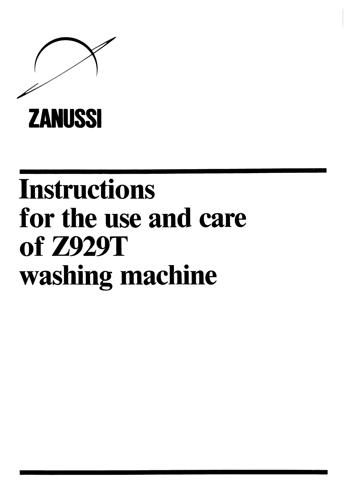 Zanussi Z929T User Manual