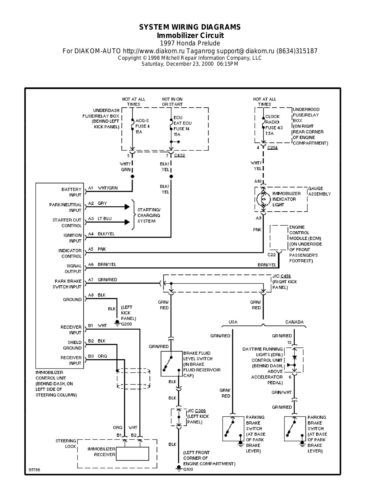 Honda Prelude 1997-1999 Wire Diagrams  17467