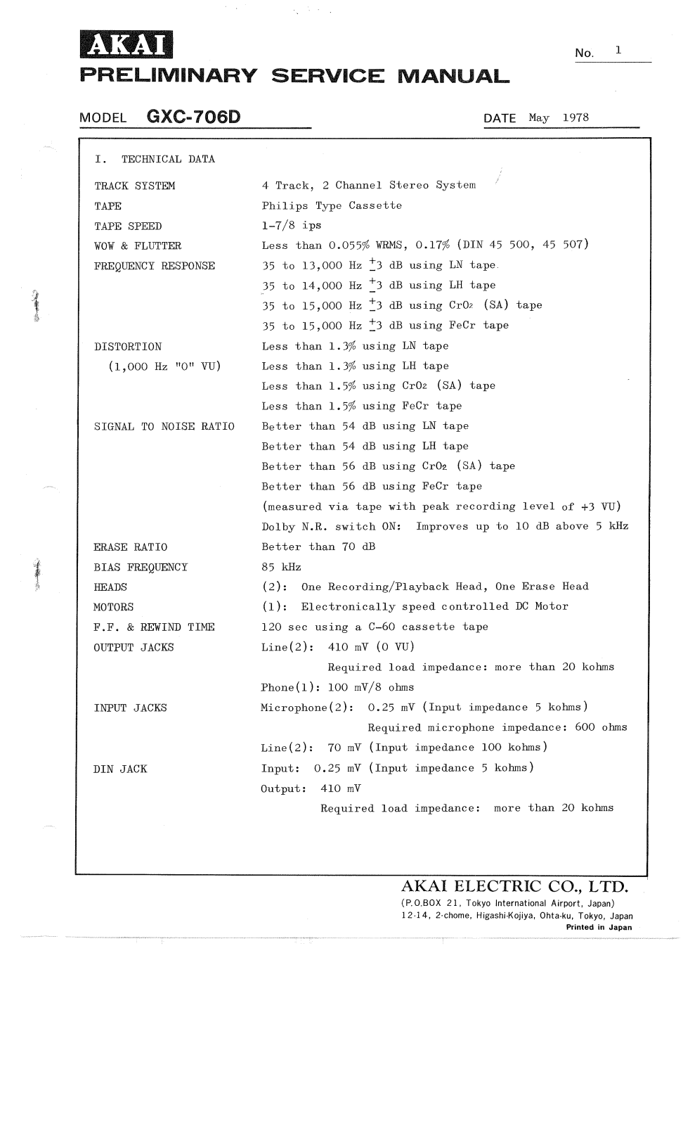 Akai GXC-706-D Service manual