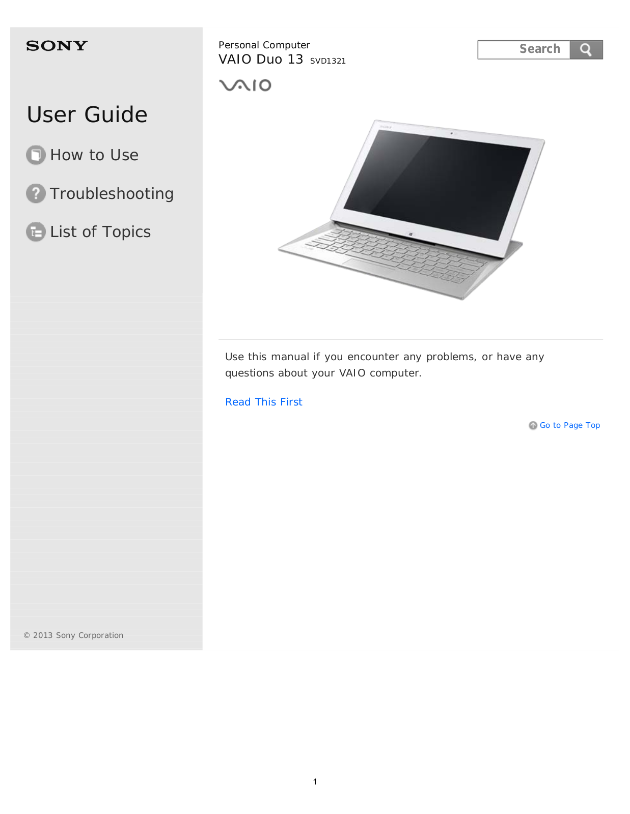 Sony SVD13213CYB User Manual