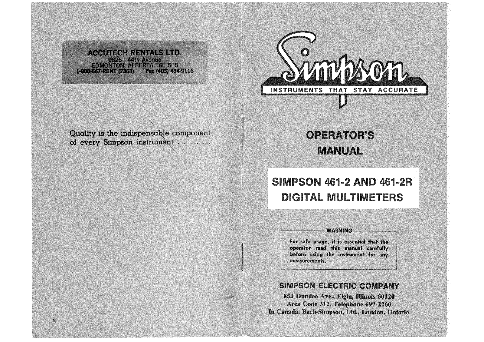 Simpson 461-2, 461-2R Schematic