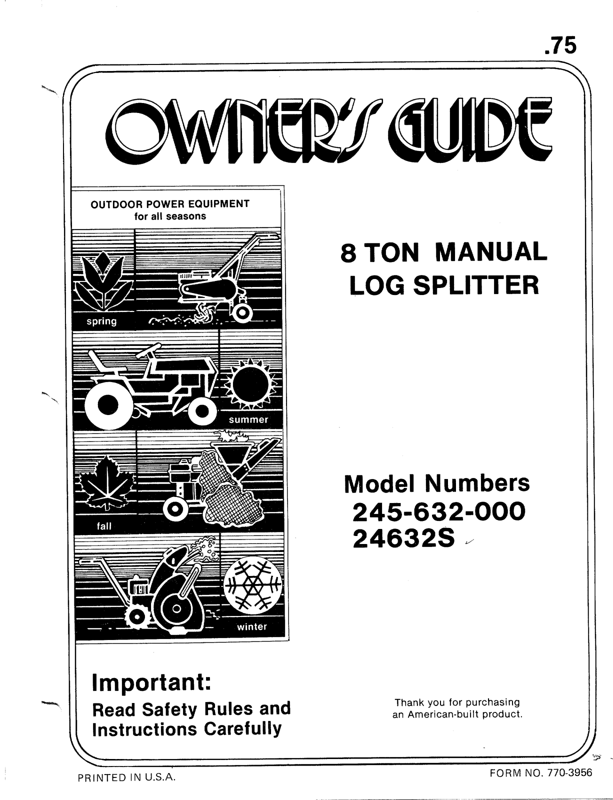 MTD 245-632-000 User Manual