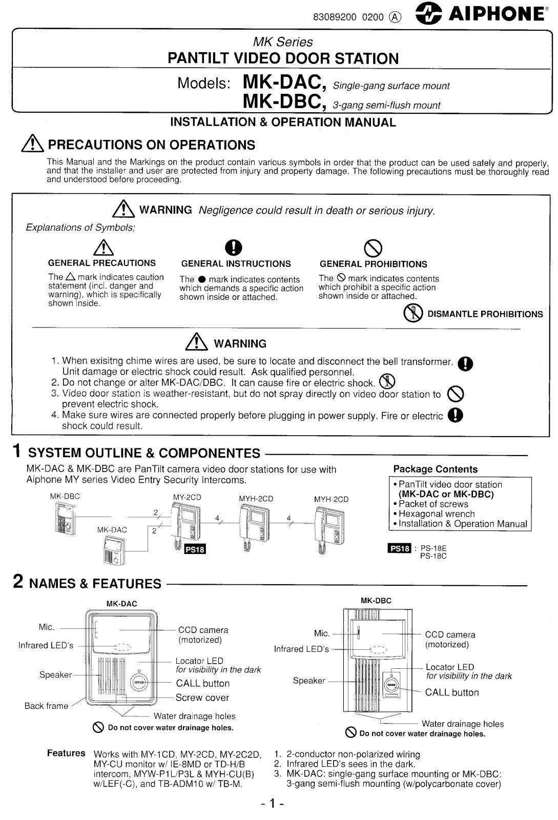 Aiphone MK-DBC User Manual 2