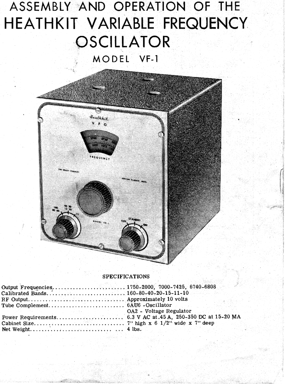 Heathkit vf 1 schematic