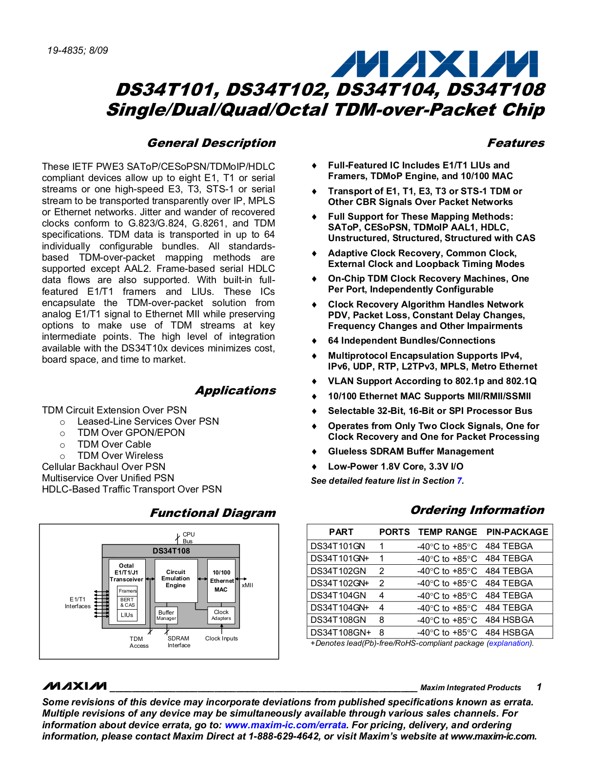 MAIXM DS34T101, DS34T102, DS34T104, DS34T108 User Manual