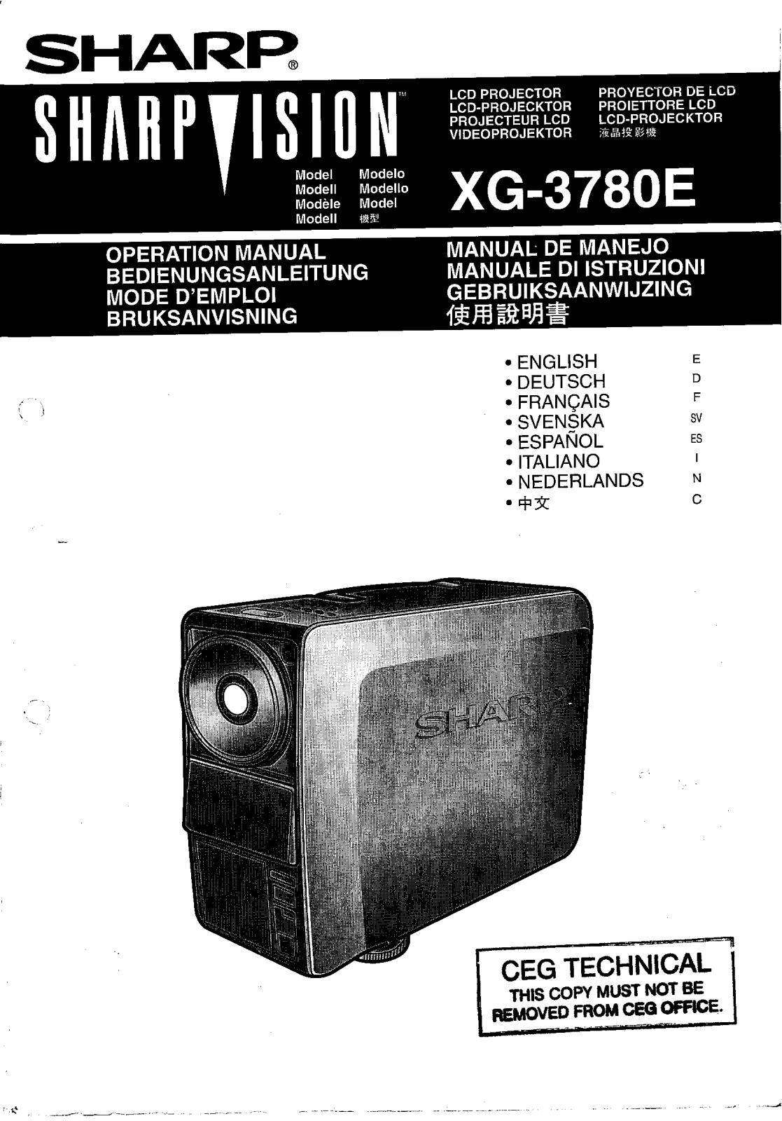 Sharp XG3780E User Manual