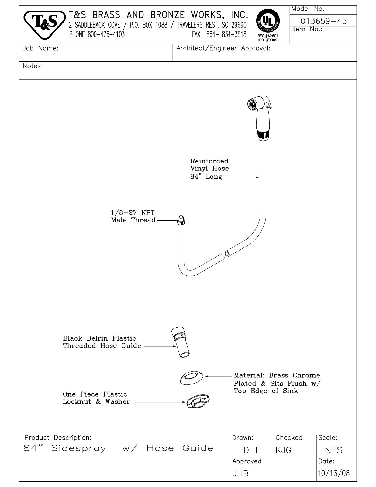 T & S Brass & Bronze Works 013659-45 General Manual