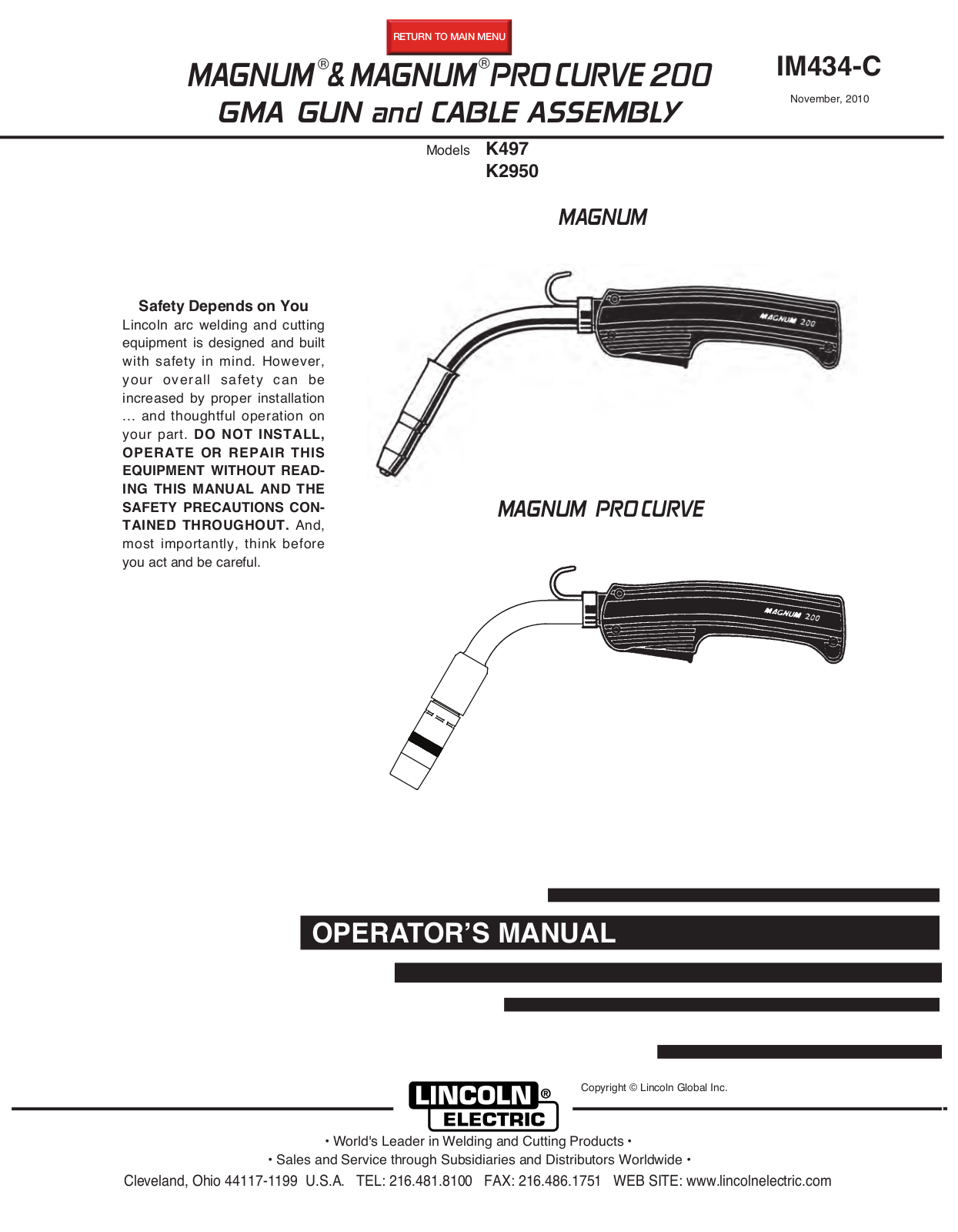 Lincoln Electric K2950, K497 User Manual