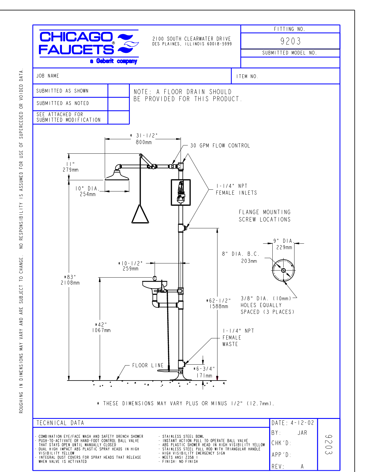 Chicago Faucet 9203-CP User Manual