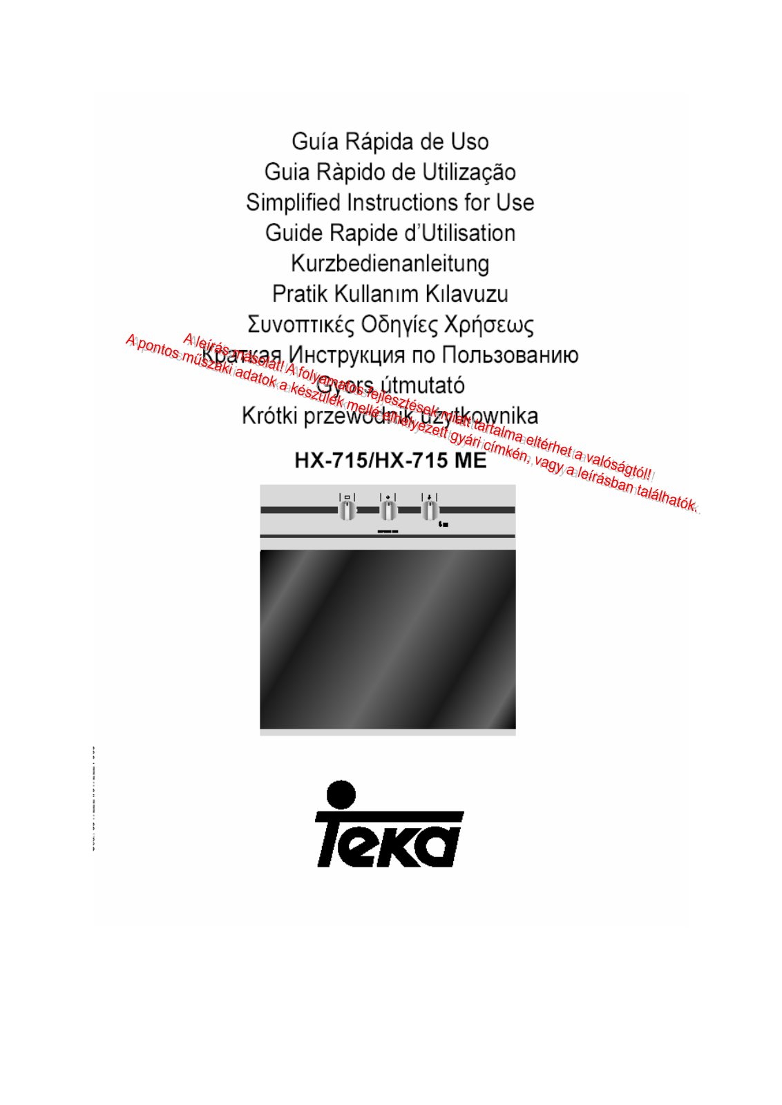 Teka HX-715 ME, HX-715 User Manual