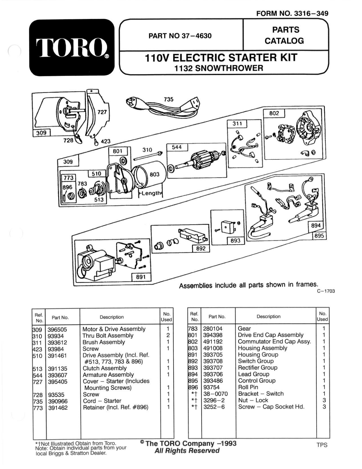 Toro 37-4630 Parts Catalogue