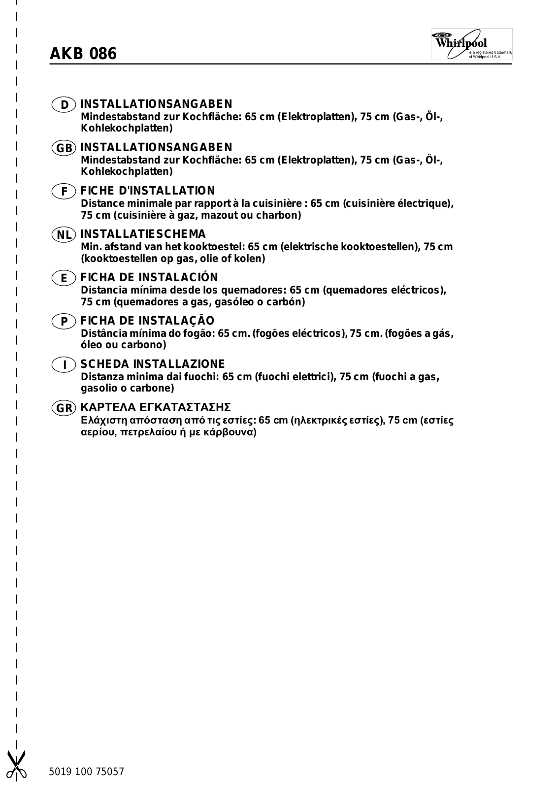 Whirlpool AKB 086 IX INSTRUCTION FOR USE