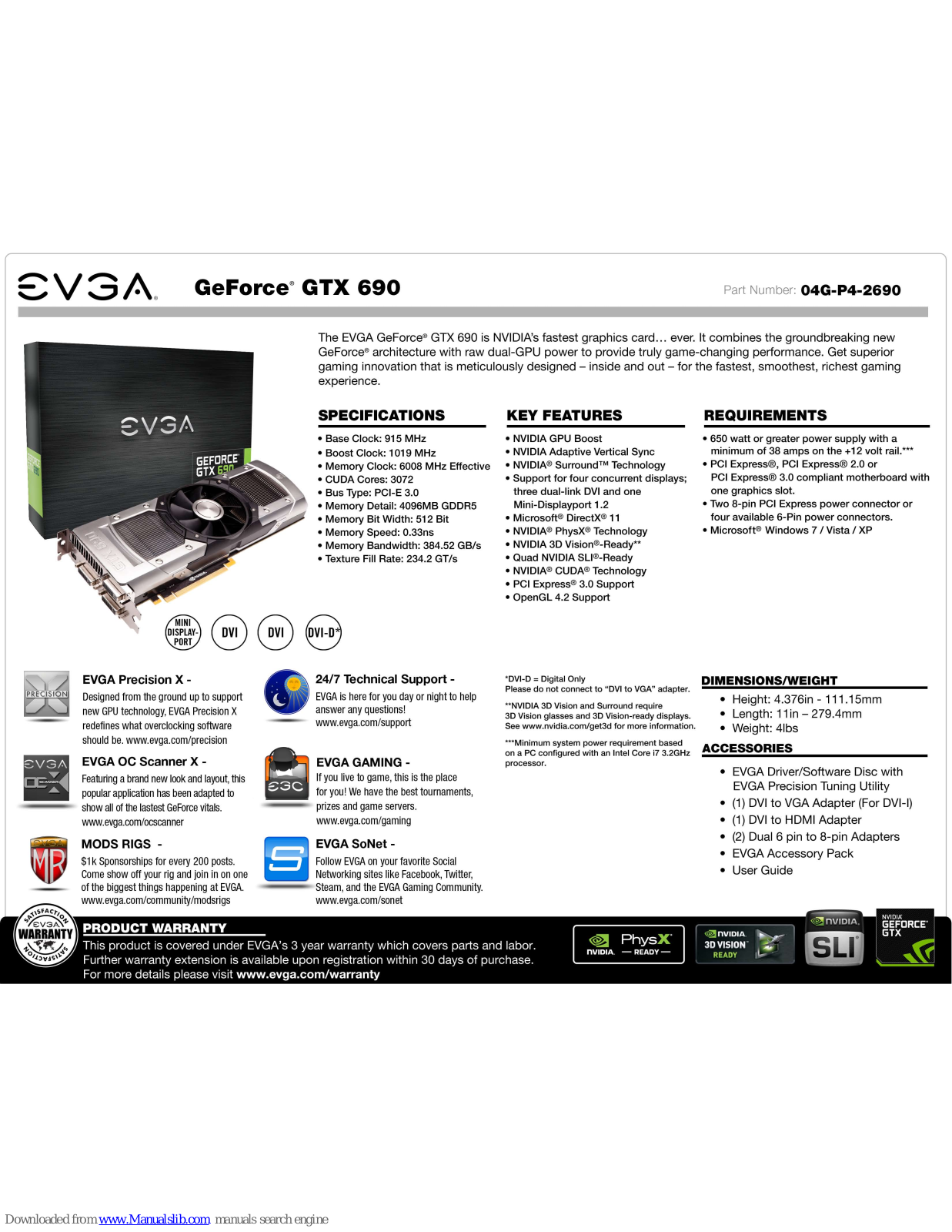 EVGA GeForce GTX 690 Specification - ManualMachine.com