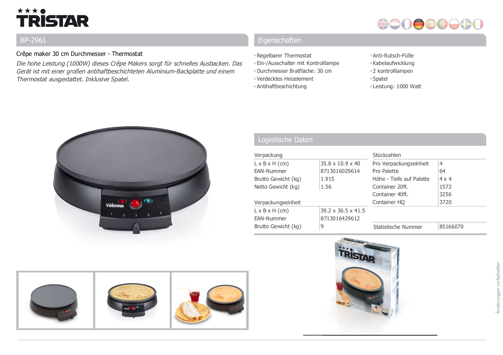 Tristar BP-2961 User Manual