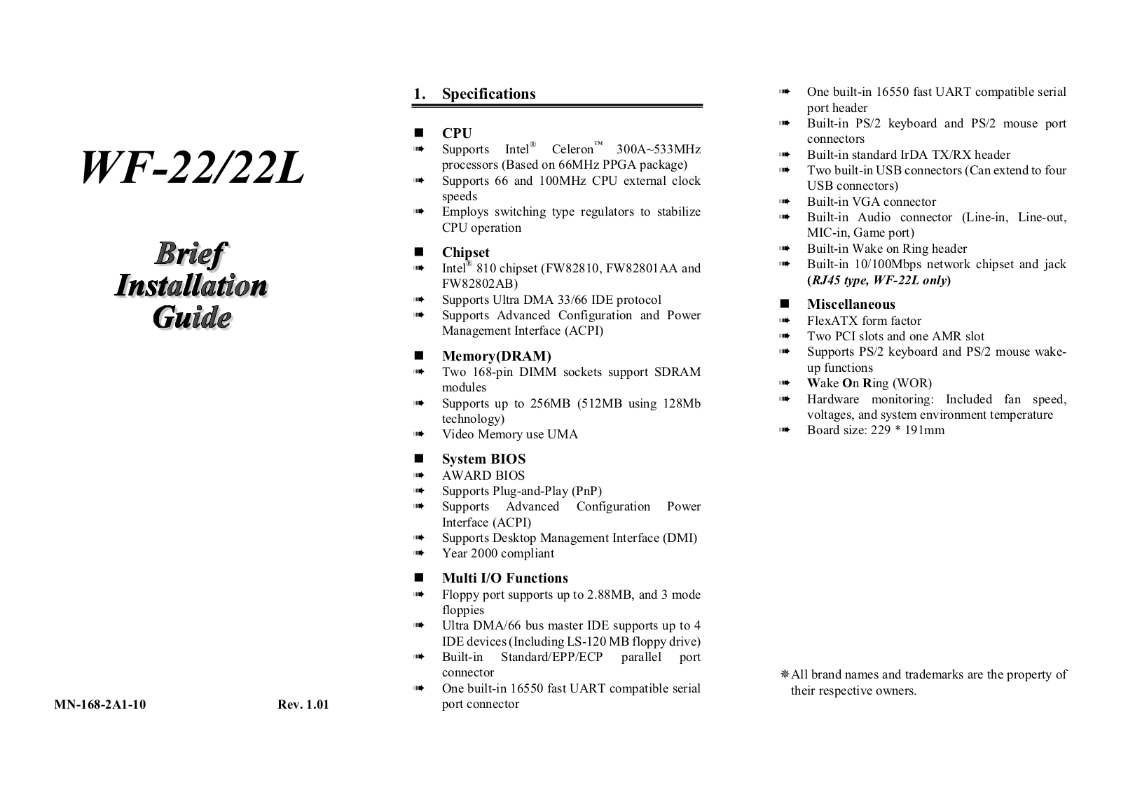 Abit WF22L User Manual