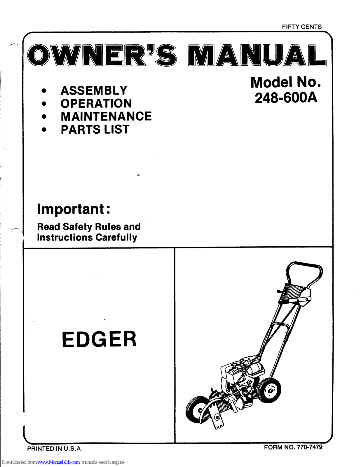 MTD 248-600A Owner's Manual