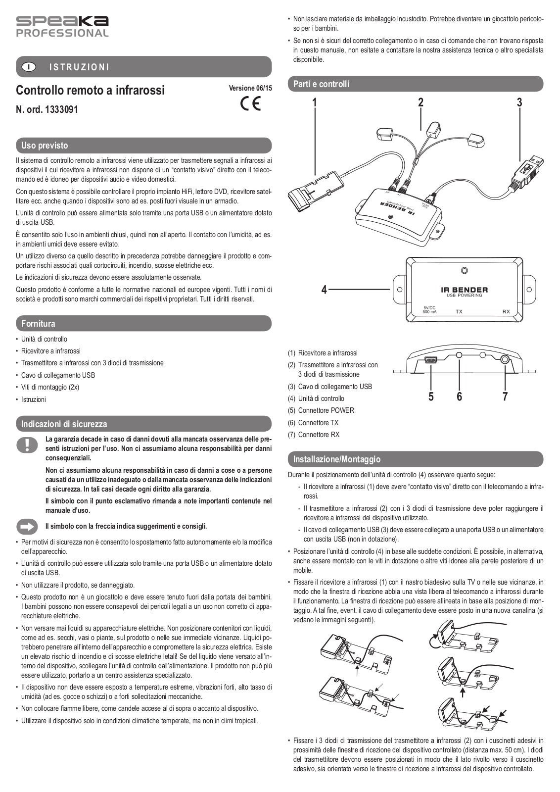 SpeaKa Professional 1333091 Instructions