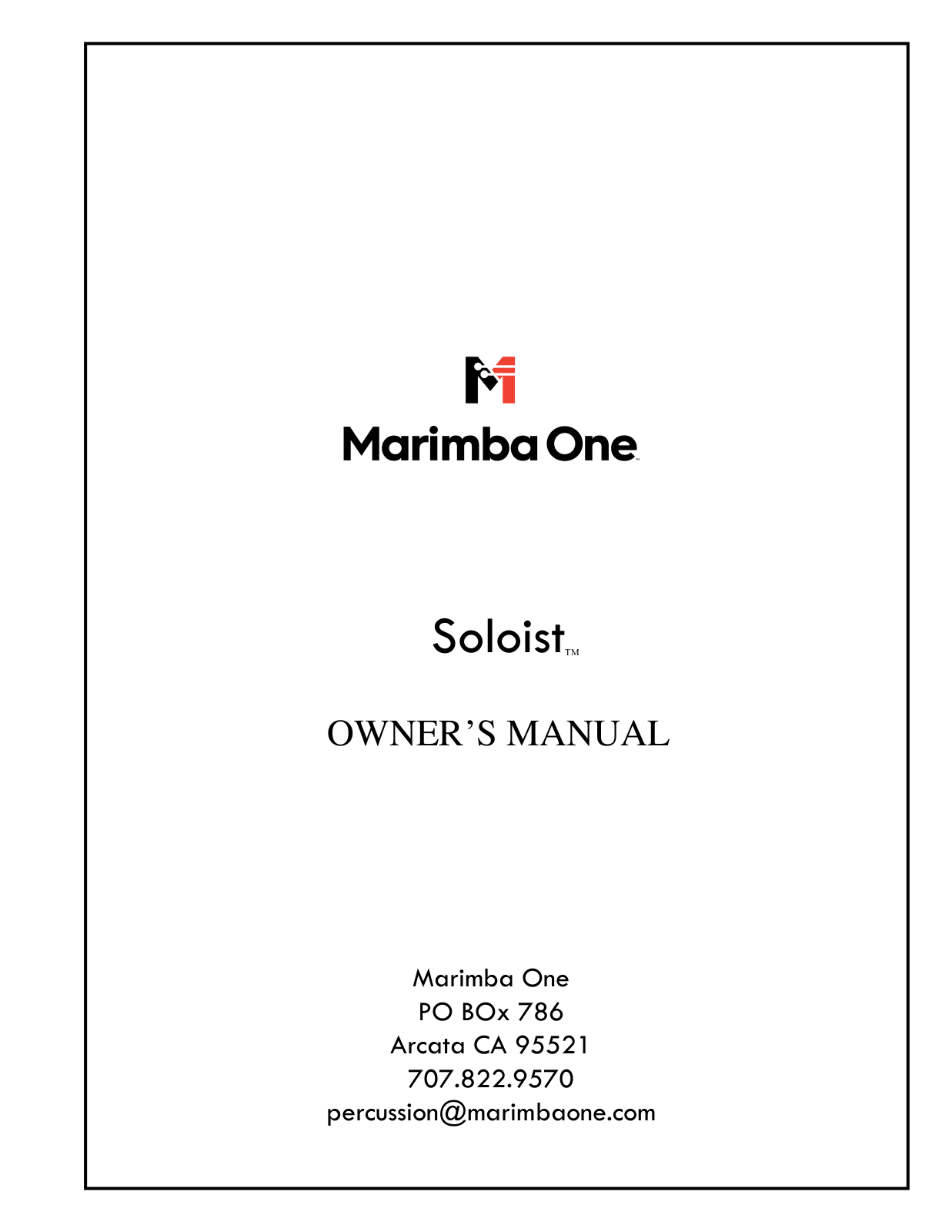 Marimba One Soloist Owner's Manual