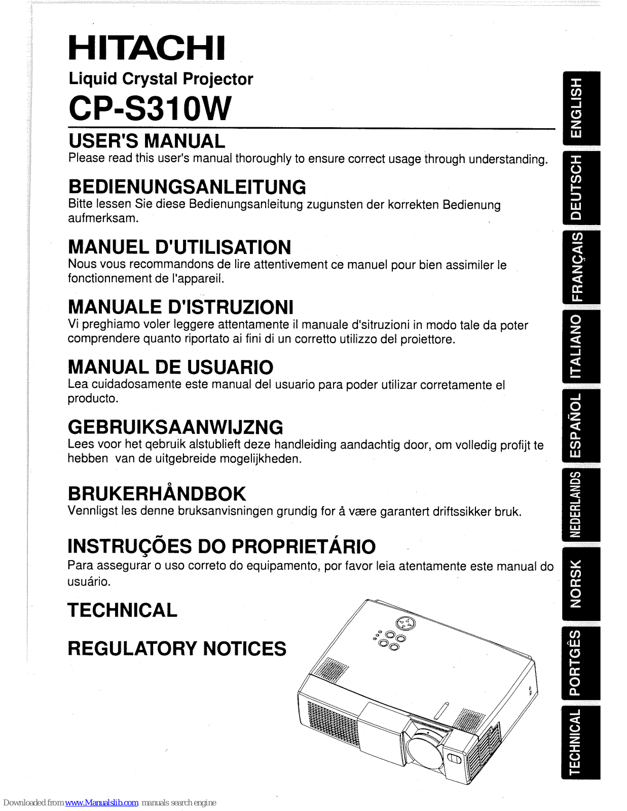 Hitachi CP-S310W User Manual