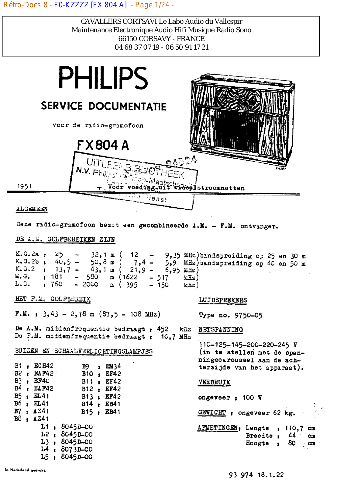 Philips fx 804 a Datasheet - ManualMachine.com