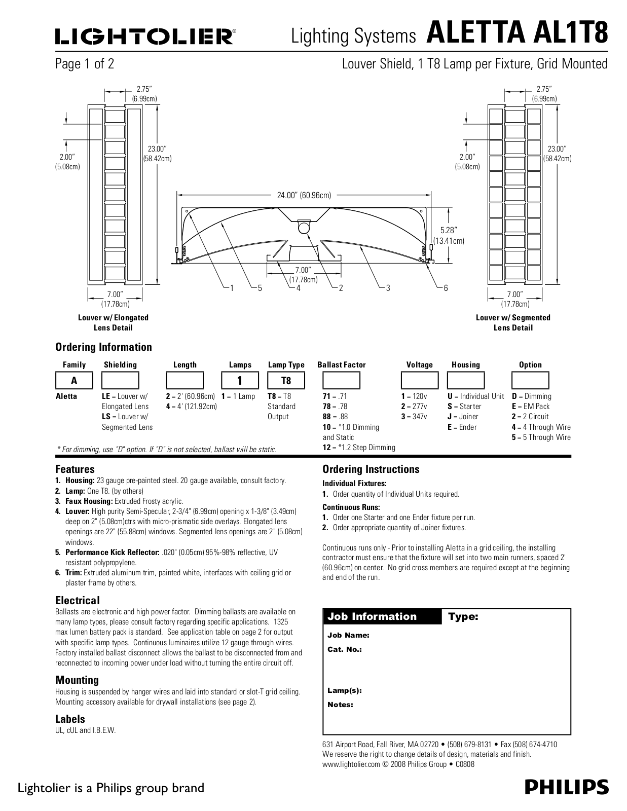 Lightolier AL1T8 User Manual