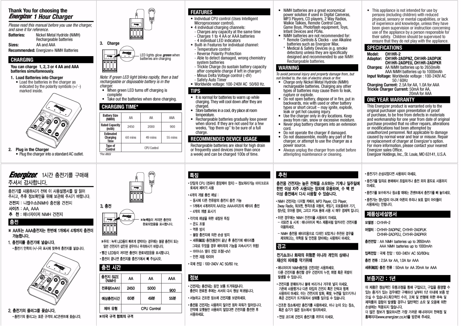 Energizer CH1HR-2 User Manual